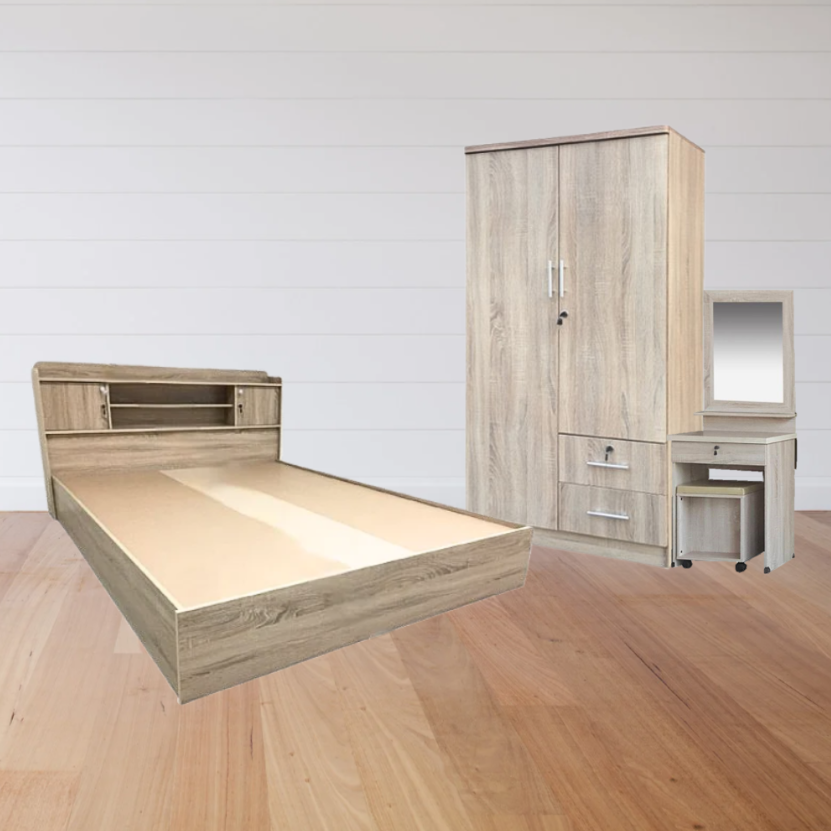 ชุดห้องนอน + ที่นอนสปริง 6 ฟุต WISDOM DESIGN FURNITURE รุ่น TJ3120 สีโซลิค_5